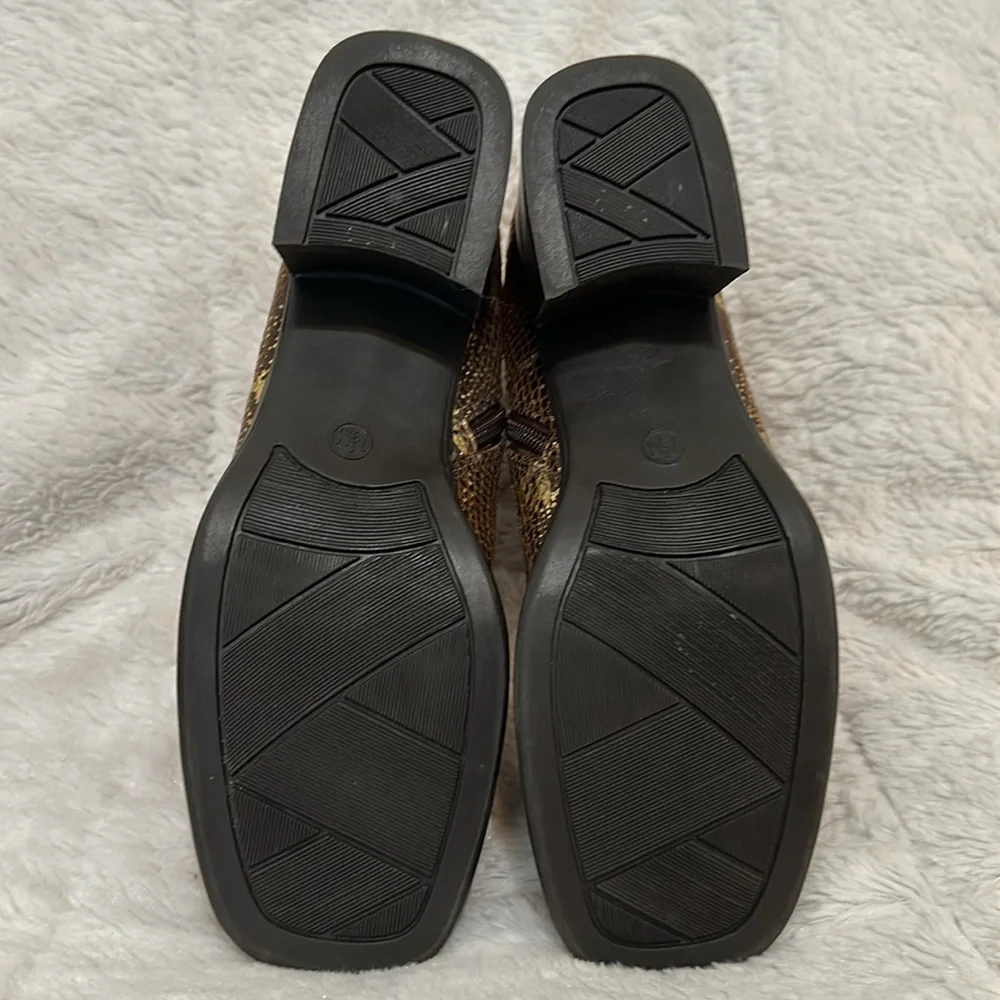 Womens AJ Valenci for Comfort Briwn and Gold Snakeskin Booties 7.5M - Picture 6 of 7
